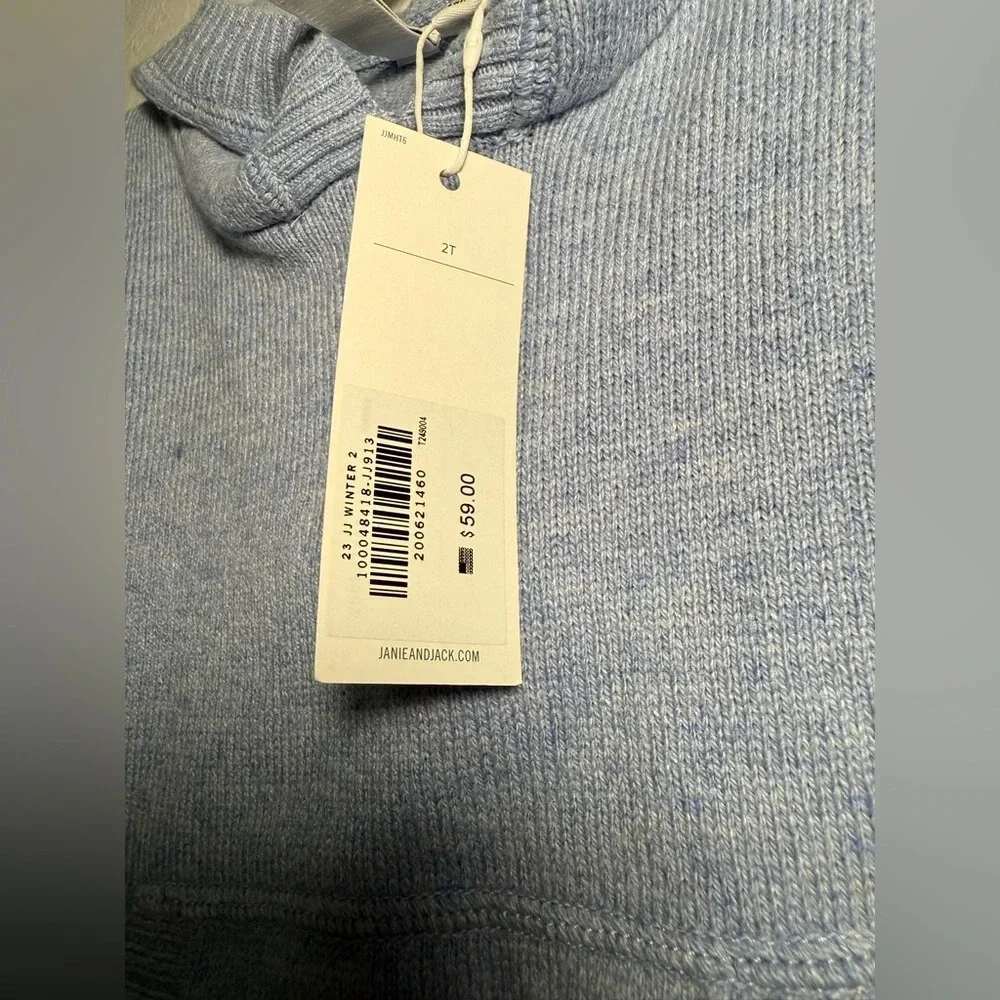 Janie and Jack Boys Girls Blue Striped Knit Hoodie Sweater Size 2T